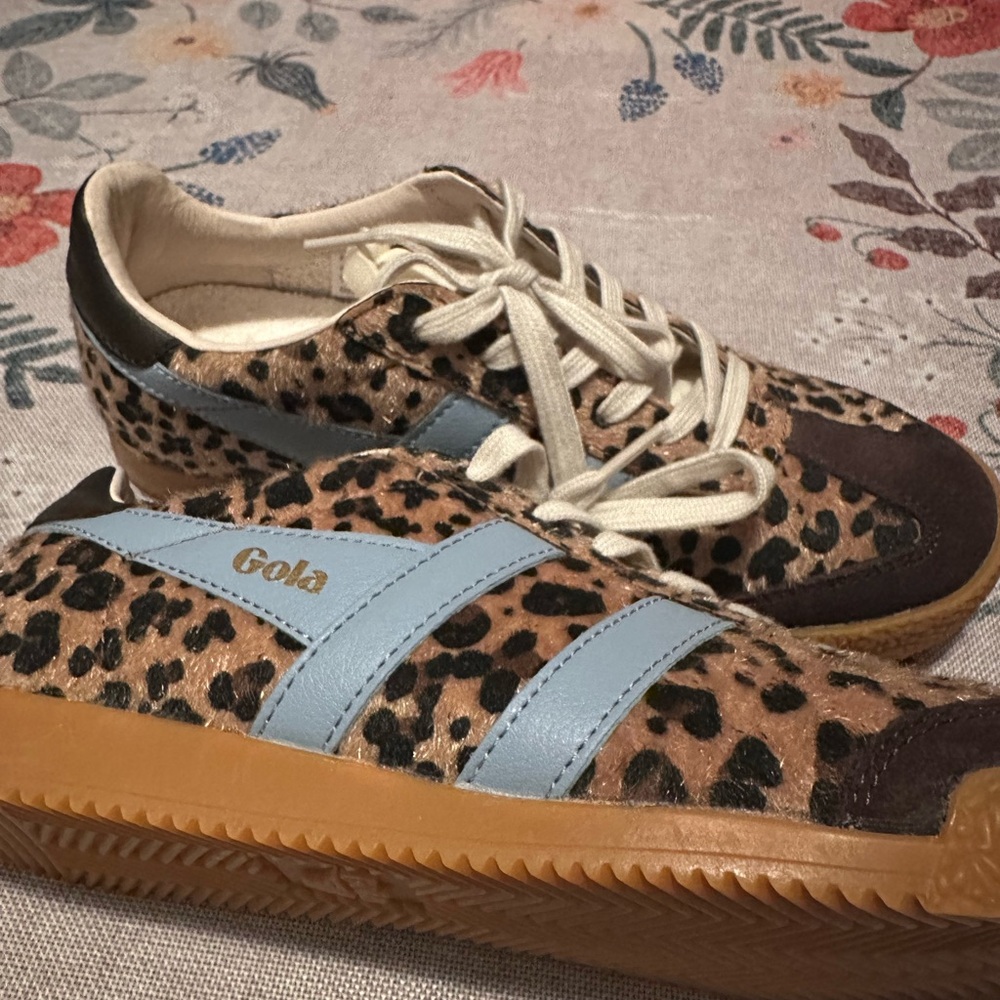 Gola Leopard Sneakers with Light Blue